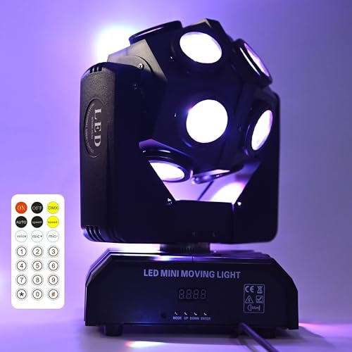 Moving Head DJ Light Party RGBW LED Beam Lights DMX 512 Strobe Light with Sound Activated 360°Rotation Stage Lighting Equipment for Events DJ KTV Disco Wedding Concert Festival - color: 12LEDs Professional DJ Lights
