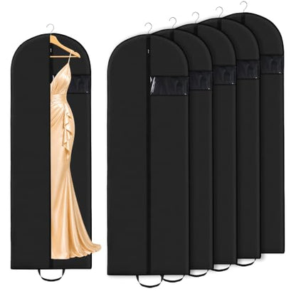 6-Pack 65” x 23” Garment Bags for Dresses and Gowns for Closet Storage - size: 65in With Handles