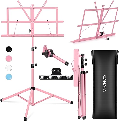 CAHAYA Sheet Music Stand Portable Folding Dual Use Desktop Book Holder Pink - color: Pink, style: Standard Version