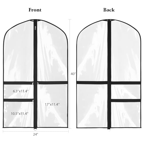 Zilink Kids Dance Costume Garment Bag Cheer Uniform Garment Bags 40 in - color: Clear Black, size: 8 Pack