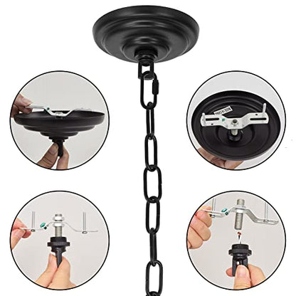 Heavy Duty Light Fixture Canopy Kit 5.3 Inches Diameter & 5.9 Feet Chain Ceiling Mounting Hardware for Pendant Light, Chandelier or Swag Light Fixtures, Matte Black - color: Black