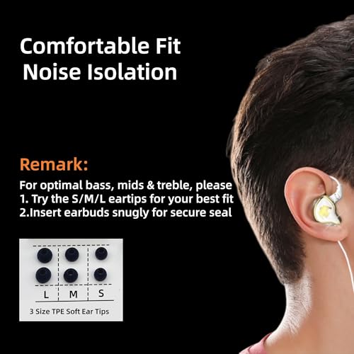HJX QKZ AK6 ARES HiFi Wired Earbuds with Microphone，IEMs for Gaming Earphones with MIC, in Ear Monitor Headphones,in Ears for Singers Musicians (White) - color: White