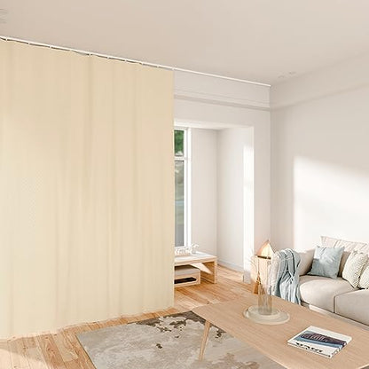 MaKefeile Room Divider Curtains Total Blackout Privacy Curtain Panel Room Thermal Insulated Noise Reduction Curtains for Bedroom Window Living Room Ceiling Track Curtain W 10 ft × H 7 ft Beige - color: Beige, size: 120"W x 84"L (Pack of 1)
