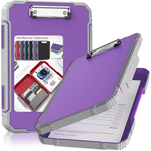 Clipboard, Clipboard with Storage, Heavy Duty Clip Boards 8.5x11, Protective Over Molded Edge, Plastic Clipboards, Contractor Folder with Internal Pen Pouch for Driver (Light Purple) - color: Light Purple