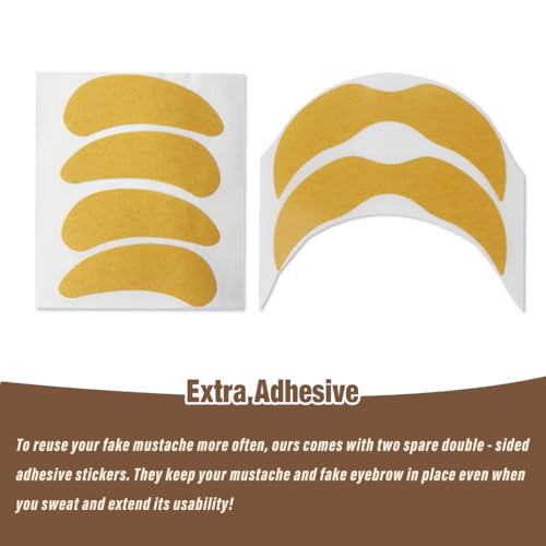 Honcloud DIY Self Adhesive Novelty Fake Mustache Facial Hair - color: White(eyebrows and Mustache)