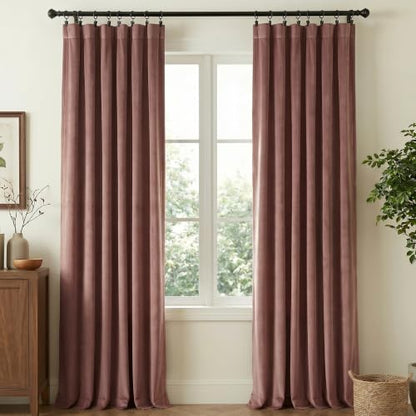 NICETOWN Dusty Rose Pink Blackout Velvet Curtains for Girls Room - color: Dusty Rose Pink, size: 52"W x 84"L (Pack of 2)