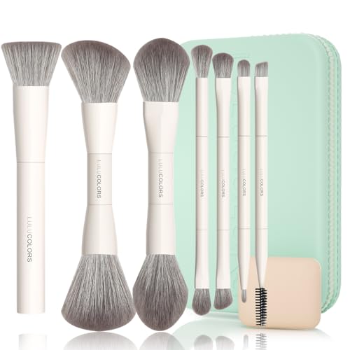 LULUCOLORS Mint Green 13 in one Dual-Ended Makeup Brush Set with Sponge - color: Mint Green