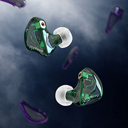 BASN Bsinger BC100 in Ear Monitor Headphone with Dual Drivers, Clear Green | Noise Isolation Dynamic Drivers IEM Earphone with Detachable MMCX Cable for Singer Musician Drummer,Secure Fit Gaming Earbud - color: Green