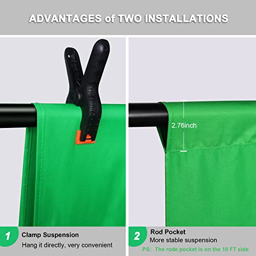 12 X 10 FT Large Green Screen Backdrop for Chromakey Photography Background - color: Green