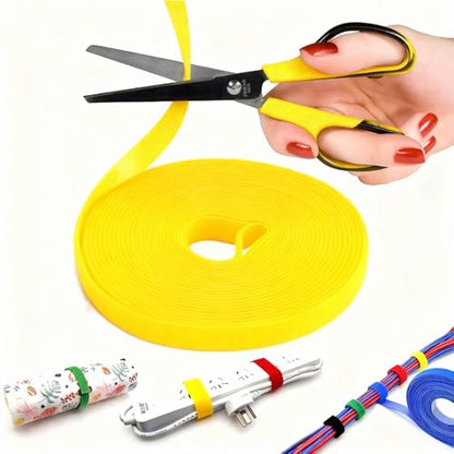 Hook and Loop Tape - 32ft x 0.4" Self Adhesive Strips Roll, Strong Sticky Double Sided Adhesive Tape for Cable Management, Wire Ties, Garden Plants, Reusable Fastening Ties (Yellow) - color: Yellow, size: 0.4IN/32FT