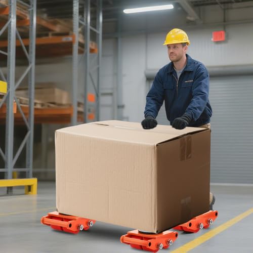 Garvee Machinery Mover Industrial Heavy Duty Skate Dolly with 4 Wheels & 360° Rotation Non-Slip Tray for Containers, Heavy Tools, Jobsite Box for Domestic and Industrial - color: 1 Pc / 6t / Pu Wheels