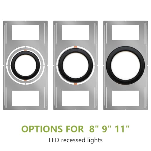 48-Pack New Construction Mounting Plate, 8-9-11in, LED Recessed Lighting Housing Kits, Flat Steel Rough-in Bracket Fixture for LED Light Bar, Shallow Recessed Lighting Housing Plate - color: Symmetric 8-9-11", size: 48 Pack