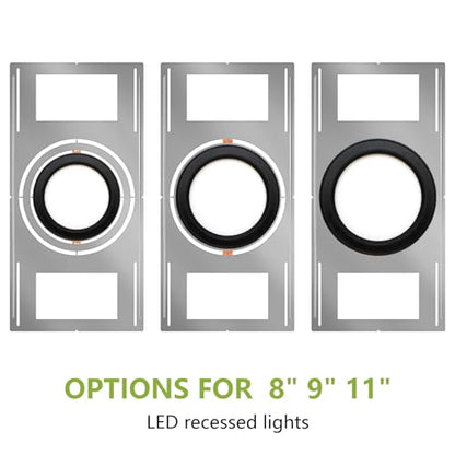 48-Pack New Construction Mounting Plate, 8-9-11in, LED Recessed Lighting Housing Kits, Flat Steel Rough-in Bracket Fixture for LED Light Bar, Shallow Recessed Lighting Housing Plate - color: Symmetric 8-9-11", size: 48 Pack