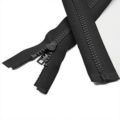Leekayer 2PCS #5 24" Separating Zipper for Sewing Coats Jacket Zipper Black | 60cm Black Molded Plastic Zippers Bulk (24" 2pc) - color: Black, size: 24"
