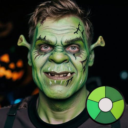 Green Face Body Paint, 6 Colors Body Paint SFX Makeup Palette | Cream Washable Green Face Paint for Adults Cosplay, Halloween SFX Costumes Body Paint for Witch, Monster, Costumes Party - color: Witch Makeup