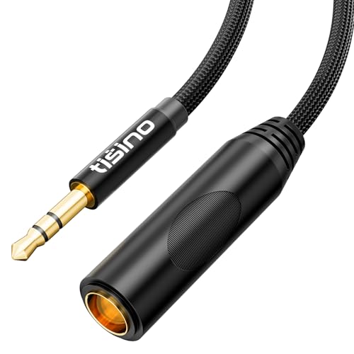 Tisino Female 1/4" to 3.5mm Male Stereo Audio Adapter Cable, 10ft/3m | 3.5mm Male to 1/4" Female TRS Stereo Jack Adapter for Headphones/Guitar/Piano/Amplifiers, Gold-Plated Shielded Cable - size: 10 feet