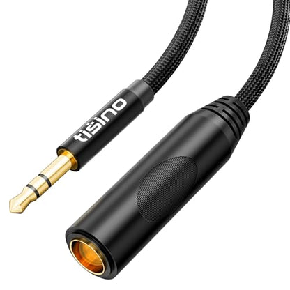 Tisino Female 1/4" to 3.5mm Male Stereo Audio Adapter Cable, 10ft/3m | 3.5mm Male to 1/4" Female TRS Stereo Jack Adapter for Headphones/Guitar/Piano/Amplifiers, Gold-Plated Shielded Cable - size: 10 feet