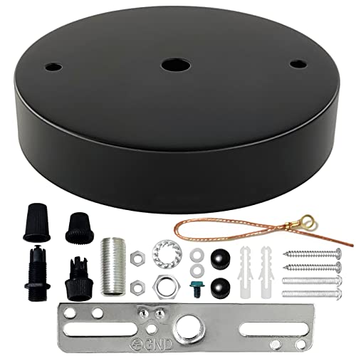 Pendant Light Canopy Kit, 4.7" UL Vintage Chandelier Light Plate - color: Black