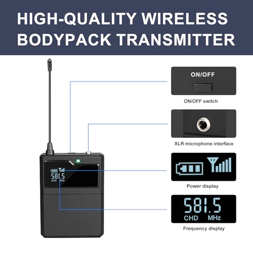 Depusheng R6 Professional Wireless Microphone UHF System 4 Channel with Wireless lavalier Headset Microphone, Metal Receiver, Perfect for Singing, Karaoke, Parties, Weddings - style: 4 bodypack mic