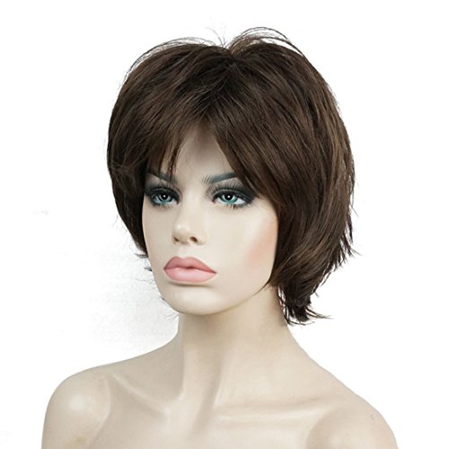 Lydell Short Layered Shaggy Wavy Full Synthetic Wigs (Light Chestnut Brown) - color: #8 Lt Chestnut Brown