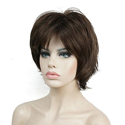 Lydell Short Layered Shaggy Wavy Full Synthetic Wigs (Light Chestnut Brown) - color: #8 Lt Chestnut Brown