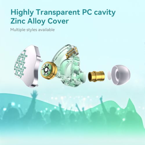Kinboofi KBEAR Rosefinch in-Ear Headphone,Noise Cancellation Earphone with Aviation-Grade zinc Alloy faceplate Wired Earbuds Haedphone with Detachable Cable for Singer (Aqua Green, No Microphone)…… - color: Aqua green, size: No Microphone