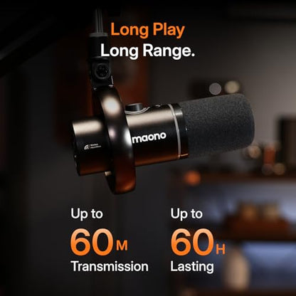 MAONO PD200W Hybrid Wireless Podcast Microphone for PC, Dynamic XLR USB Mic - color: Black