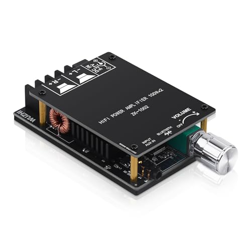 ZK-1002 Bluetooth 5.0 Audio Amplifier Board, 100W x 2 2.0 Channel Mini Amp | HiFi Power Amplifier Receiver with Volume Control, BT and AUX Inputs, DC 5-27V Stereo AMP Module for Home DIY Speakers - color: Black4 ZK-1002