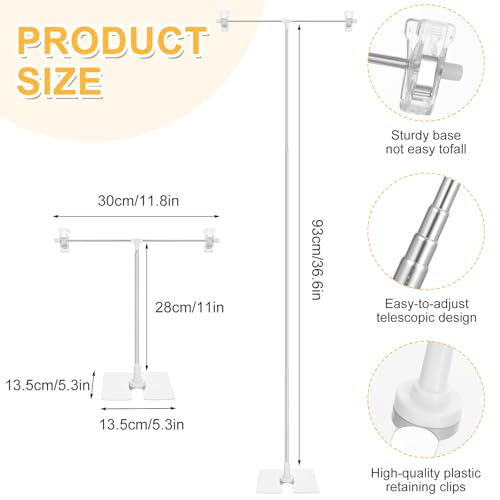 4 Pack Adjustable Metal Banner Holder Table Top Banner Display Poster Stand T Shaped Stand Desktop Business Poster Holder Advertising Display Sign for Indoor Outdoor Store Board