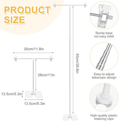 4 Pack Adjustable Metal Banner Holder Table Top Banner Display Poster Stand T Shaped Stand Desktop Business Poster Holder Advertising Display Sign for Indoor Outdoor Store Board