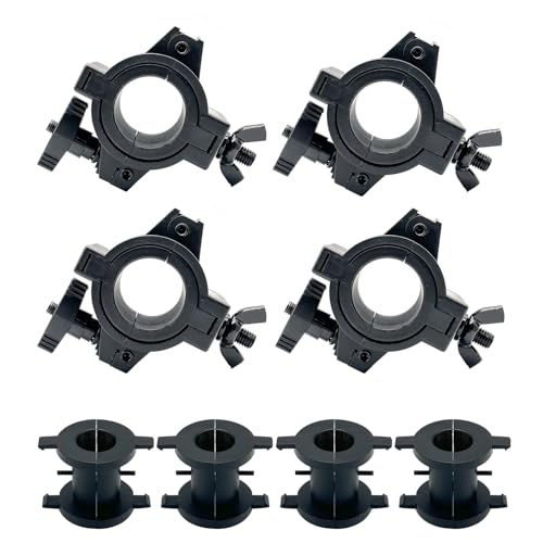 4 Pack Stage Lighting Truss Clamp, Fit 3 Size Pipe Diameter: 25mm(F14) 38mm(F24) 50mm(F34) OD Tube/Pipe,Heavy Duty 44Lbs Load Capacity O Clamp LED Par Light Moving Head Lighting Clamps - color: Black-4pcs