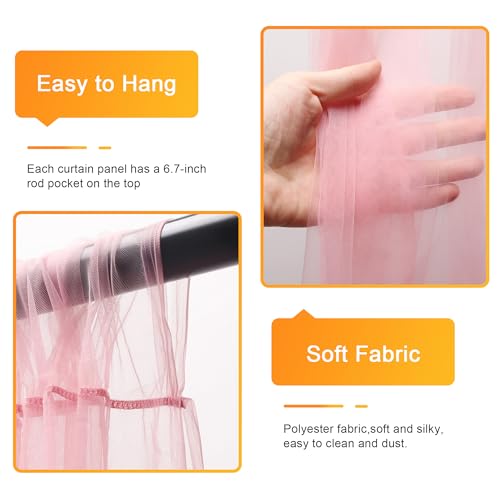 Tulle Backdrop Curtains with Lights Pink 10x10ft Sheer Curtain Backdrop - color: Pink, size: 10FT X 10FT(2 Panels 5ft X 10ft)