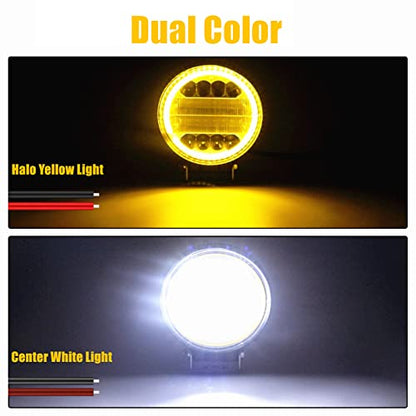 2PCS 4.5''LED Light Pods, 72W Round Spot Flood Combo Work Lights Off Road Fog Driving Lights with Halo LED Pods for 4x4,SUV,ATV,Tractor,Truck. (Yellow Halo) - color: Yellow Halo