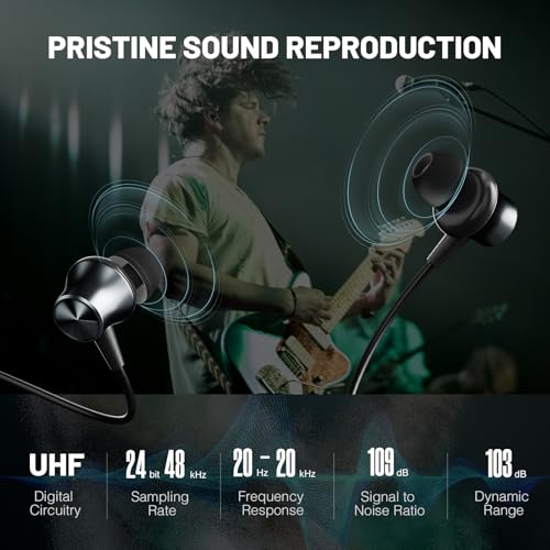 MELONARE Wireless IEM System Stereo/Mono 61 미터 SD-1-2R | 바디팩 수신기 2개, 이어폰, 10개의 가변 주파수, 61m 범위, 음악가, 밴드, 스튜디오