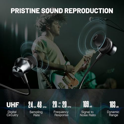 MELONARE Wireless IEM System Stereo/Mono 61 미터 SD-1-2R | 바디팩 수신기 2개, 이어폰, 10개의 가변 주파수, 61m 범위, 음악가, 밴드, 스튜디오