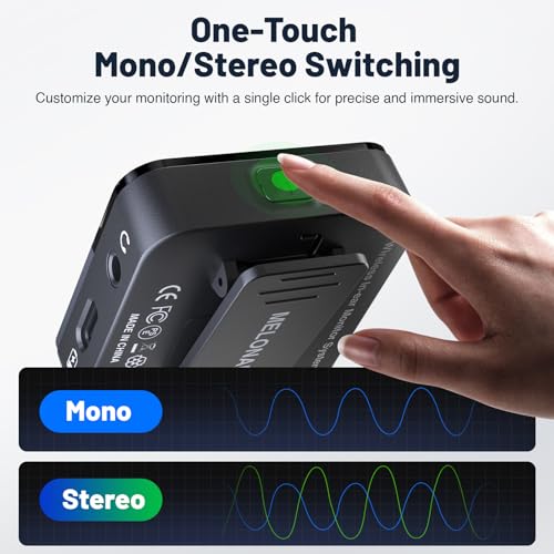 MELONARE Portable Wireless IEM System Mono/Stereo Switch PM-2S-4R | 4 Receivers, 24bit/48kHz Audio, Mono/Stereo Switch, OTG Input, Live Shows, Studios, Bands - size: 4 receiver +1 transmitter