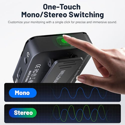 MELONARE Portable Wireless IEM System Mono/Stereo Switch PM-2S-4R | 4 Receivers, 24bit/48kHz Audio, Mono/Stereo Switch, OTG Input, Live Shows, Studios, Bands - size: 4 receiver +1 transmitter