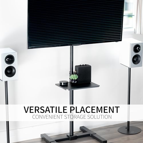 VIVO Universal Steel 14 x 10 inch Shelf Pole Mount for TV Cart, Attaches to 0.5” to 2.4” Poles, Speaker & Microphone Stands, Clamp-on Utility Storage Surface, Black, MOUNT-SF13P (Pack of 6) - size: 14 x 10 inch (Pack of 6)