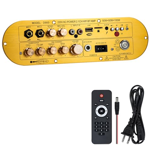 Hosyond D900 2.1 Channel Bluetooth Receiver Amplifier 50W×2 + 100W Subwoofer, Hi-Res Audio Class D Amp with USB/AUX/USB Input, Bass Treble Control for Home Theater DIY Speakers