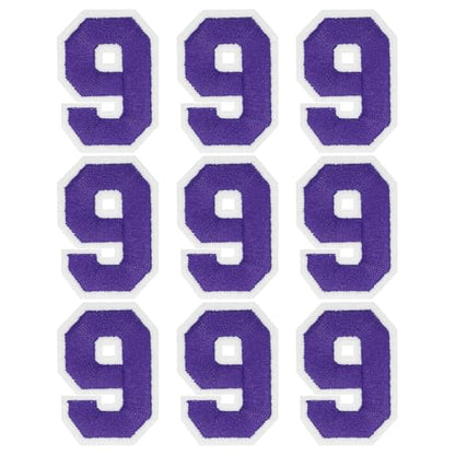 MECCANIXITY Iron on Number Patches 2" Number 9 Iron on Embroidered Patch Sew on Letter Stickers Applique for Repairing Clothing Jeans Shoes Hats DIY(Purple, Pack of 9) - style: Number 9