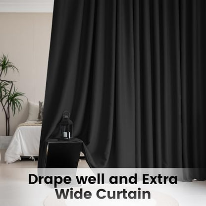 Wall to Wall Room Divider Curtains, Blackout Ceiling Track Curtains with Hook, Extra Wide Theater Curtains for Living Room (1Panel, Black, W10ft x H7ft) - color: Black, size: 120"W x 84"L (Pack of 1)