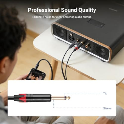 NEEWER 3.5mm 1/8 TRS to 1/4 Dual 6.35mm TS Breakout Cable, 6 ft Male to Male Stereo Audio Splitter Cord Adapter for Phone Tablet Laptop Computer Mixer Speaker Studio Monitor PA System, MS027 - size: 3.5mm（182cm）, style: Dual TS Male