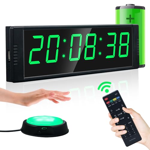 YZ Gym Timer Clock for Home Gym, Fitness Timer with Stopwatch Button, Large Digital Stopwatch Countdown Clock, 12/24H Digital Wall Clock - style: Rechargeable