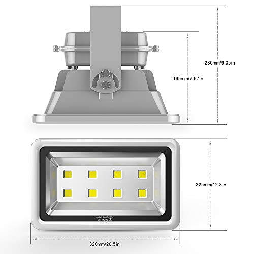 400W LED Flood Light Outdoor,2400W Equivalent 40000LM 6000K Daylight White Super Bright FloodLight with Plug,85-285V IP66 Waterproof Commercial Lighting for Fields,Counts,Arena,Stadium - color: 400W-Silver