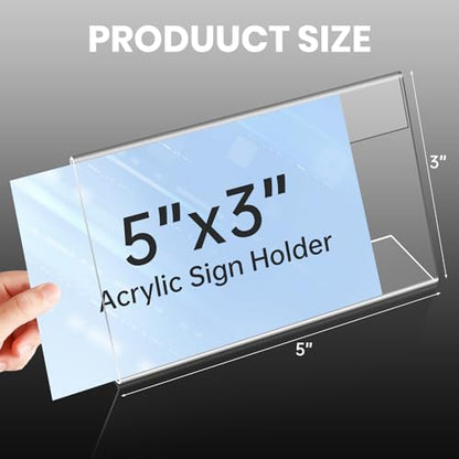 Acrylic Sign Holders 3x5 Inches Display Clear, Acrylic Table Signs Label Holders Slant Back Sign Holders Stand Small Acrylic Display Stands for Office, Store, Restaurant (20 PCS) - size: 3x5 inch