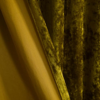 Lux Moss Green Crushed Velvet Curtains 2 Panel Set - 84 inches Long Room Darkening Luxury Distressed Velvet Rod Pocket Window Drapes for Living Room Bedroom 52" W x 108" L - color: Moss Green, size: 52"W x 108"L (Pack of 2)