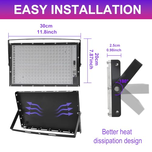 200W LED Black Lights for Glow Party, IP65 Waterproof UV Blacklight Floodlight 395nm Black Light Spotlight Purple Black Light Flood Light Fluorescent UV Light Lamp for Halloween Decor (4 Pack) - size: 200W