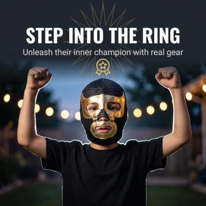 Make It Count (Pick your) Youth Kids Children Lucha Libre Luchador Wrestling Mask (Kids - Fit) - style: Gold Demon