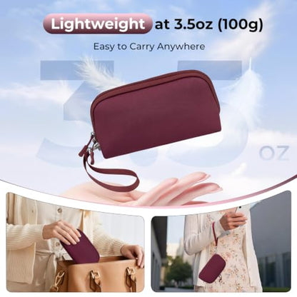 FYY Travel Cable Organizer - 8 Compartments, Lightweight, Water Repellent - color: Wine Red, size: (S) 8.1"× 4.7"× 2.9"