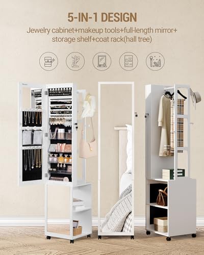 Hzuaneri 8 LEDs Jewelry Cabinet Armoire, 66.9-inch Jewelry Organizer - color: White and Black